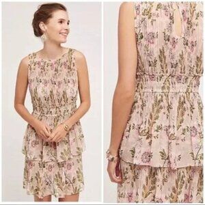 Anthropologie Plenty by Tracy Reese Terraced Garden Dress Floral Blush Pin Large